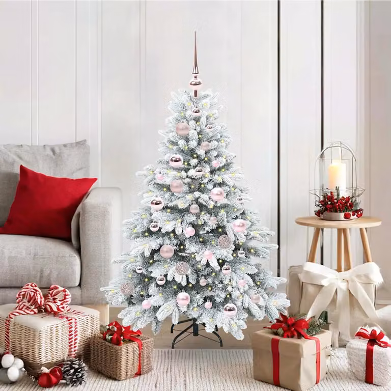 Albero di Natale artificiale a cono vidaXL bianco con 150 LED luce calda, Altezza: 120 cm, in PE e PVC