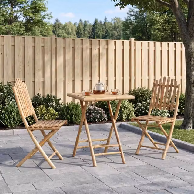 Set da pranzo da giardino pieghevole 3 pz Naturale Bambù 3468662