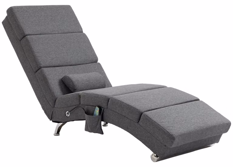 Poltrona massaggiante - Sedia relax - Poltrona - Sedia regolabile - Grigio scuro - 8 punti di vibrazione