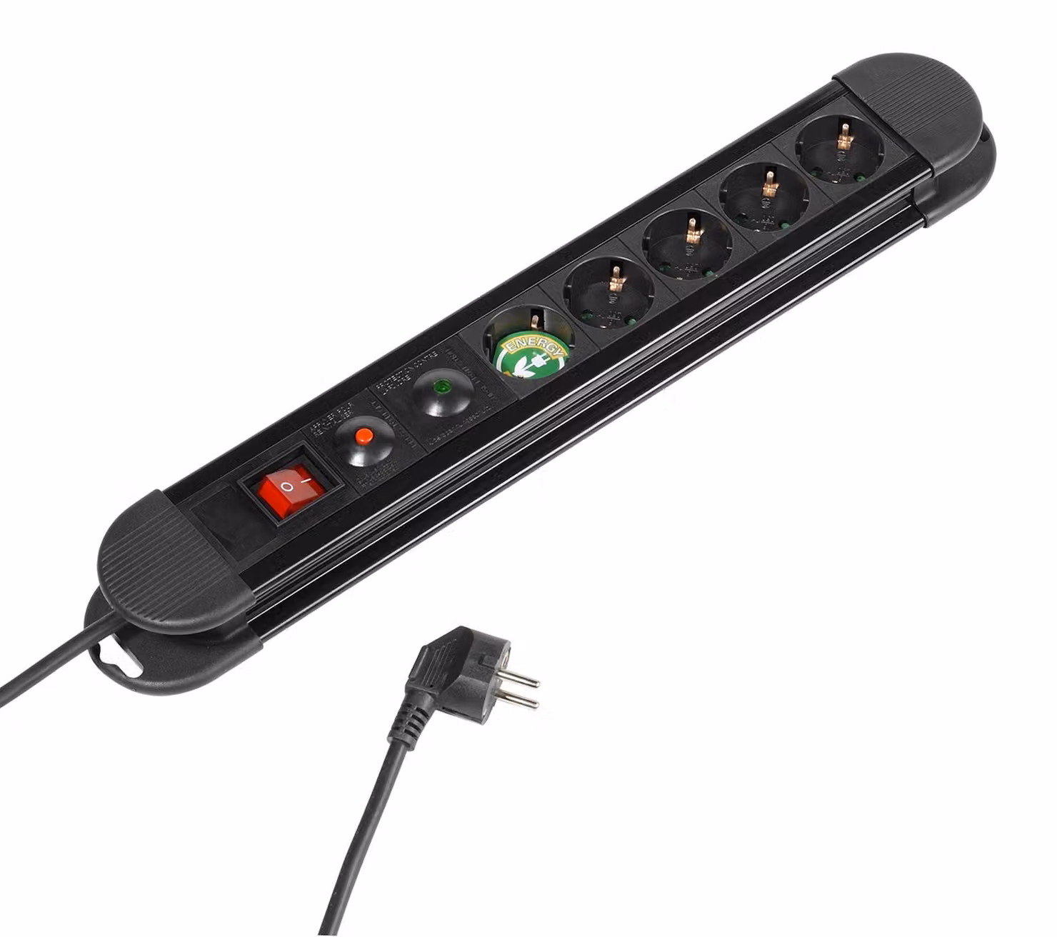VIVanco™Multipresa Nera 5 Schuko, Cavo 1,4 M, ON/OFF E Protezione Sovratensioni