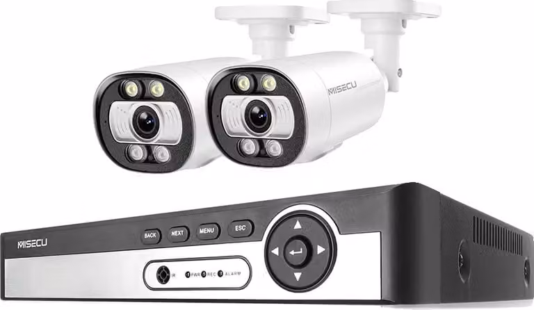 8CH NVR sistema di telecamere di sicurezza, risoluzione 4K, AI rilevamento umano, 8CH NVR 2 pezzo fotocamera 5MP, 1T