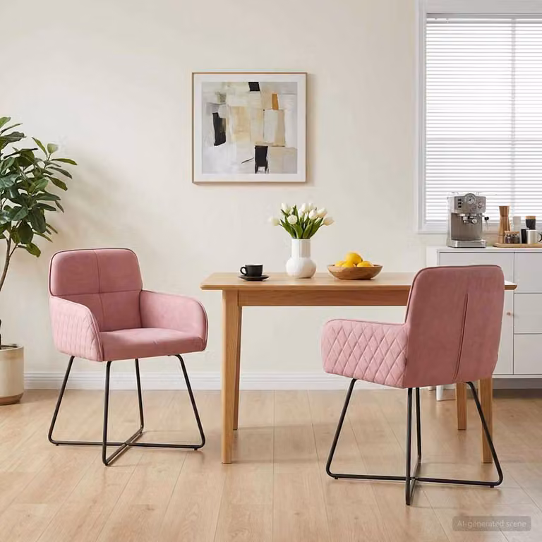 Set di 2 sedie da pranzo vidaXL in velluto rosa con design moderno per cucina e sala da pranzo L: 59 cm, P: 56,5 cm, H: 86 cm