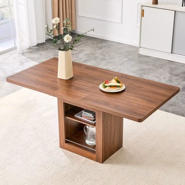 Tavolo da pranzo allungabile effetto noce in MDF, 130-160 x 80 x 75,5 cm, per 4-8 persone