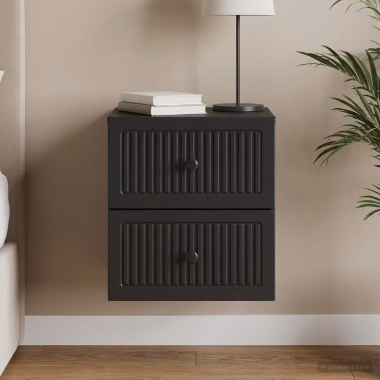 vidaXL Mobiletto da notte sospeso moderno Nero L: 33 cm, P: 34,5 cm, H: 40 cm