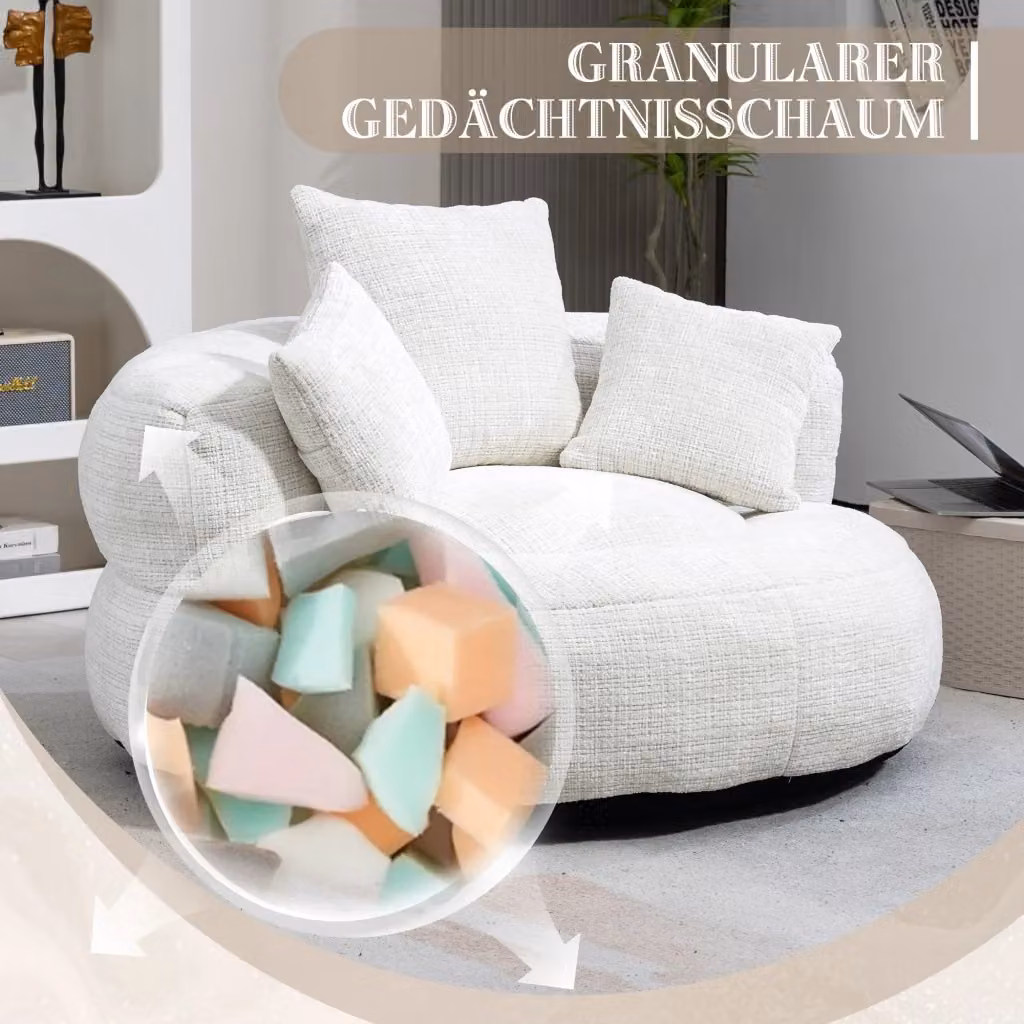 Poltrona lounge REDOM in ciniglia beige L/P/H: 108 x 108 x 52 cm – 2
