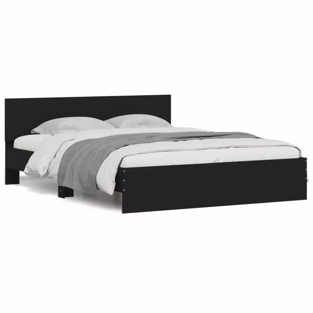 Letto con giroletto e testiera vidaXL nero L/P/H: 150 x 200 x 155 cm – 2