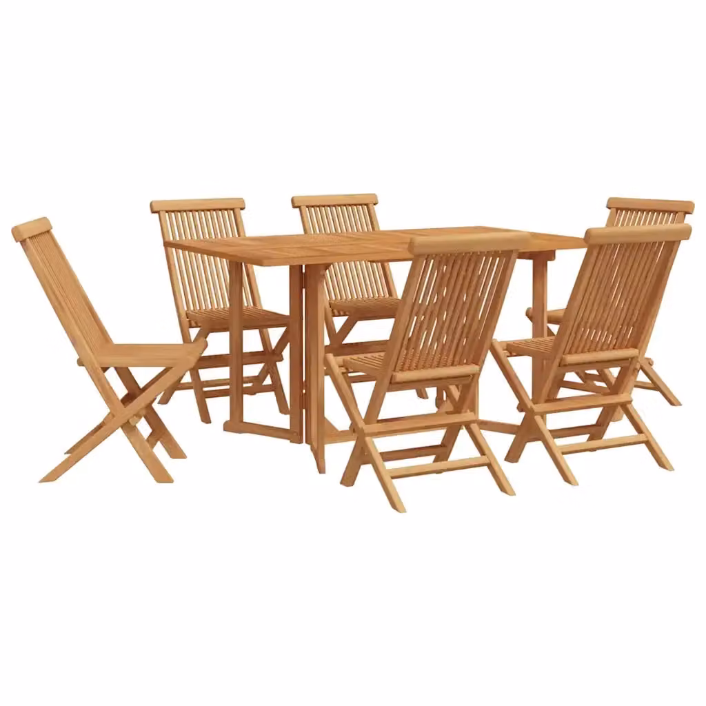 Set da pranzo per giardino e terrazzo vidaXL in legno di teak massiccio marrone, 7 pezzi – 2