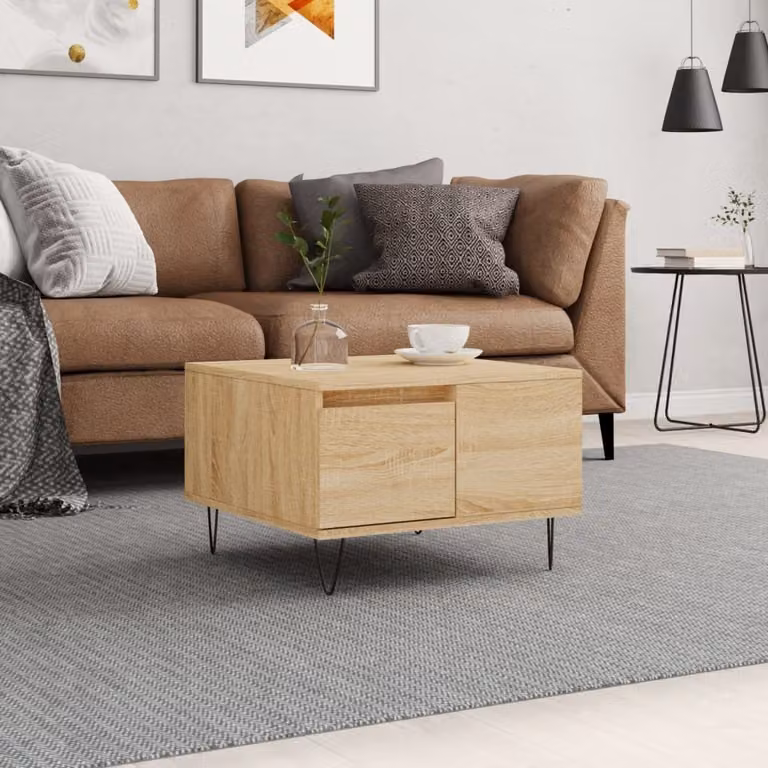 Maison Exclusive - Tavolino Sonoma in rovere 55x55x36,5 cm Materiale ligneo