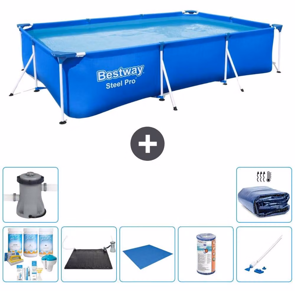 Bestway Steel Pro, piscina rettangolare - 300x201x66 cm - 8 pezzi - Modello S21553