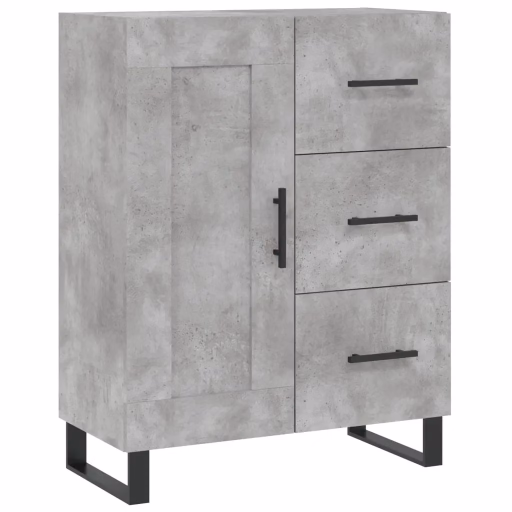 Credenza moderna vidaXL in legno e metallo grigio, sospesa a parete, L: 69,5 cm, P: 34 cm, H: 90 cm – 2