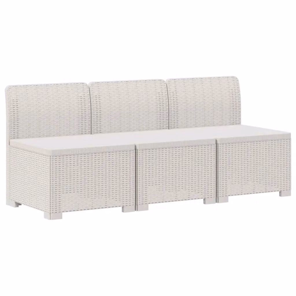 Divano da giardino a 3 posti vidaXL in aspetto rattan bianco con cuscini inclusi – 2