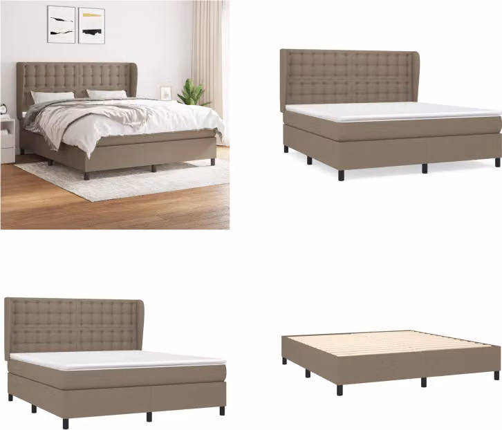 vidaXL Letto boxspring con materasso Taupe 180x200 cm in tessuto - Letto boxspring - Boxspringbetten - Bett - Schlafzimmermöbel