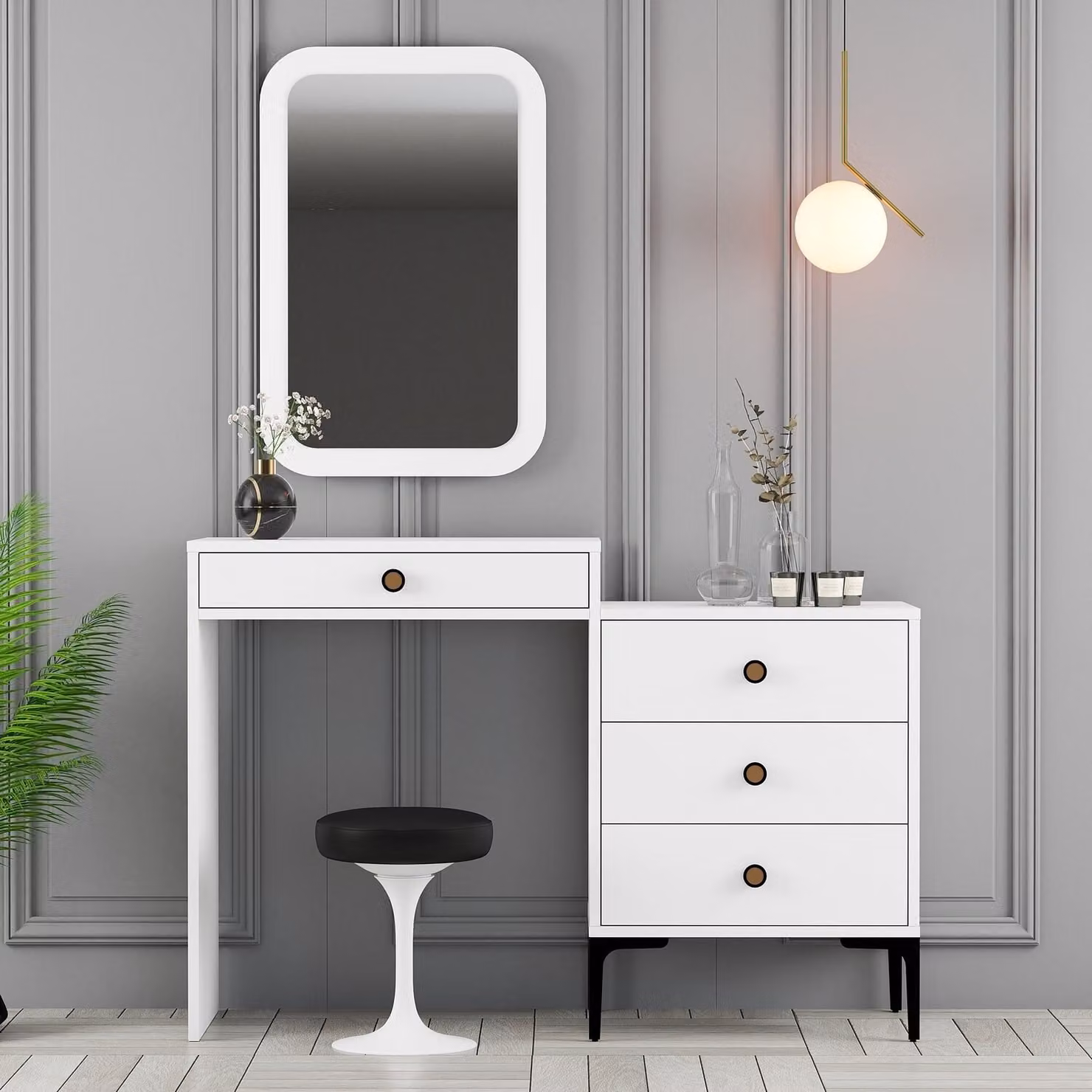 Skye Decor, Lizbon 549 - Bianco, Cassettiere, Bianco, 124 x 84,7 x 40 cm