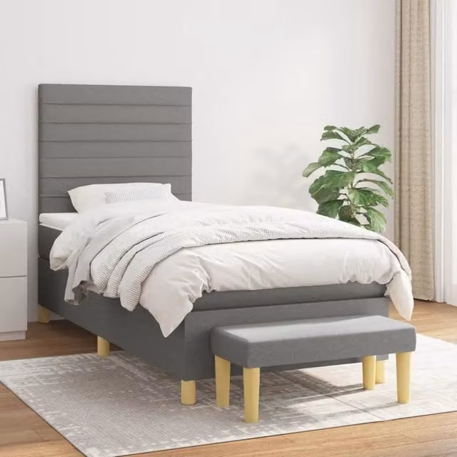 Letto Ibrido con Giroletto a Molle e Materasso vidaXL, Grigio e Bianco, L 90 x P 190 cm