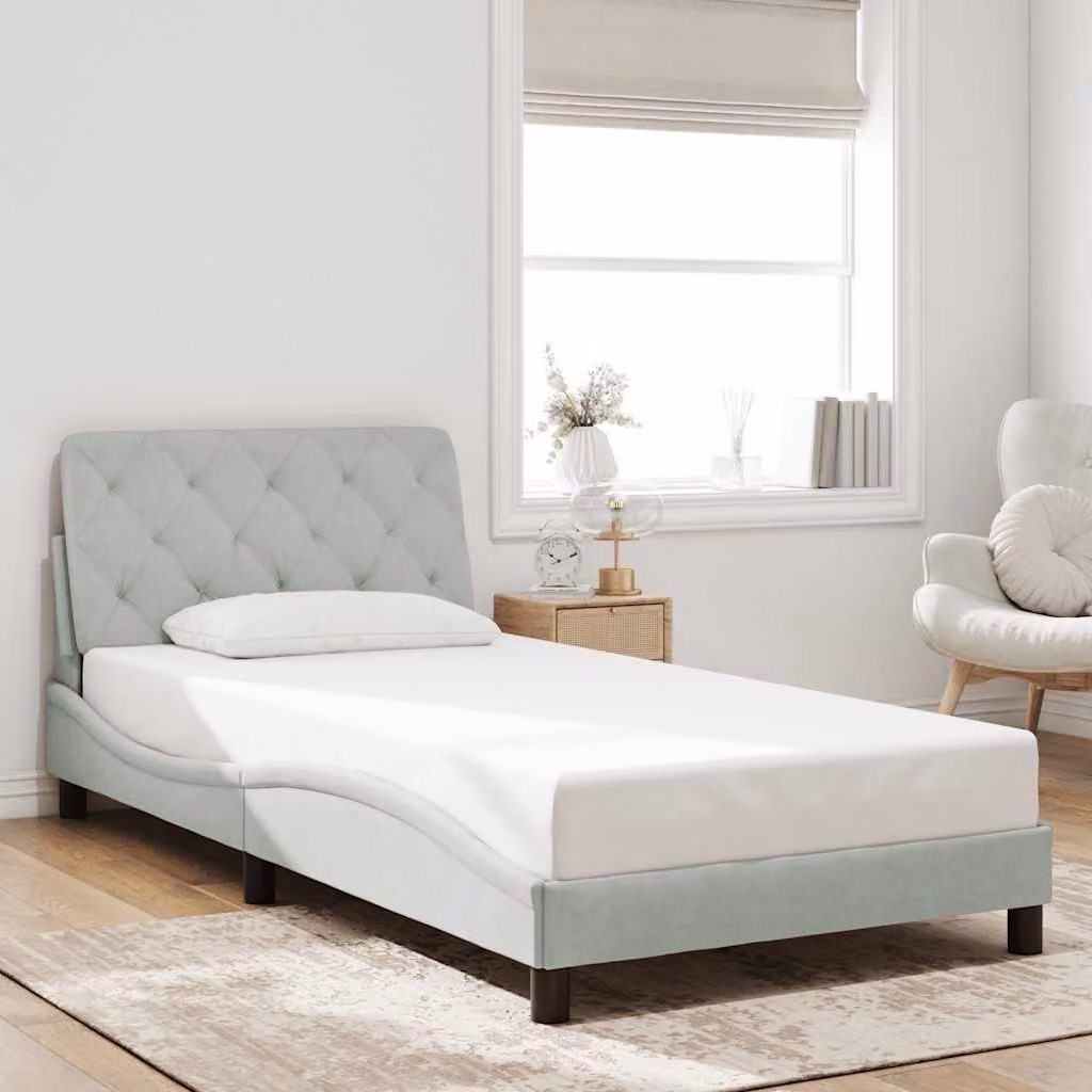 vidaXL Giroletto senza Materasso in Velluto Grigio 100x200 cm