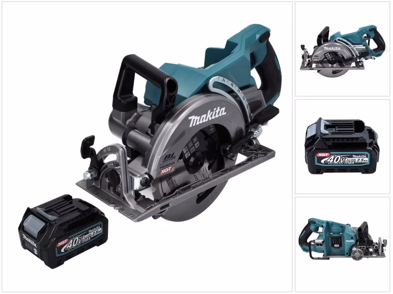 Makita RS 001 GD1 Sega circolare a batteria 40 V max. 185 mm Brushless + 1x batteria 2,5 Ah - senza caricabatteria