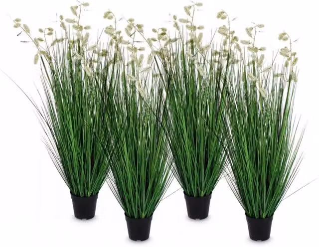 Set 4 Piante Artificiali con Vaso Ø 90x120 cm Grevillea in Plastica Bianco