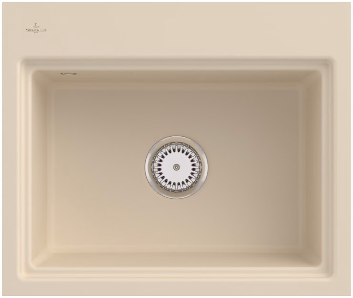 Lavello a filo V&B Subway Style 60 S Flat re, con scarico, funzionamento manuale, avorio