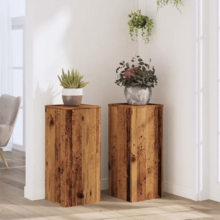 Set di 2 supporti per piante vidaXL in legno marrone, L/P/H: 30 x 30 x 70 cm