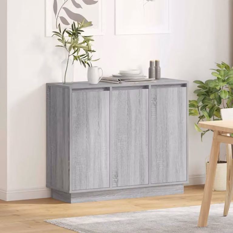 Madia vidaXL con LED Grigio Sonoma in legno ingegnerizzato L: 90 cm, P: 32 cm, H: 75 cm