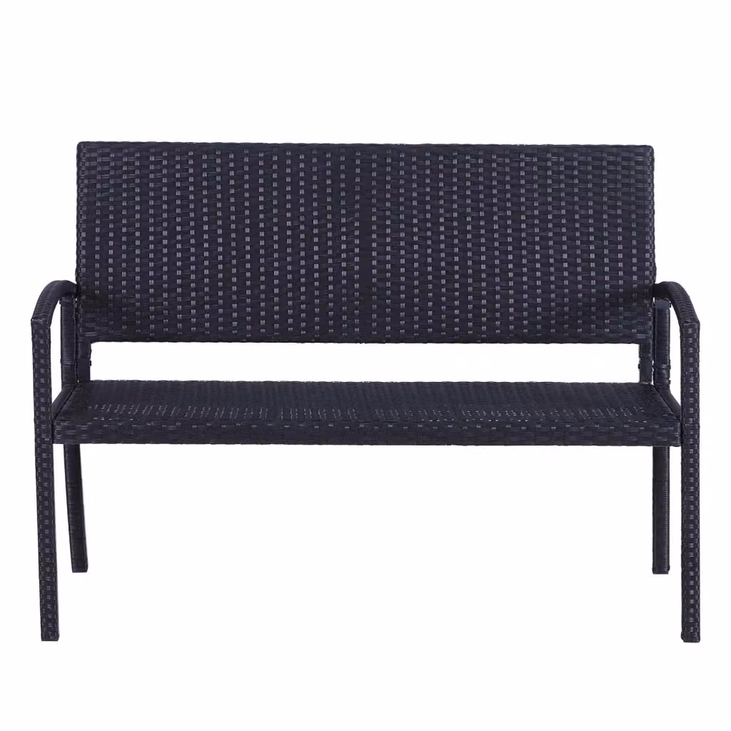 Panchina da giardino Minimal in rattan nero L: 122 cm, P: 60 cm, H: 85 cm – 2