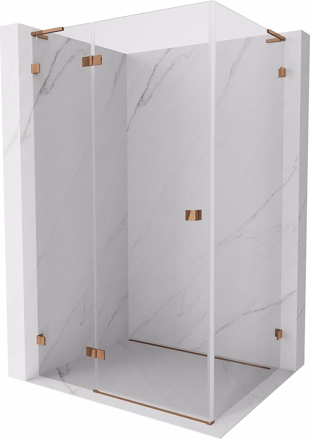 Mexen Lunar L cabina doccia battente sinistra 100 x 80 cm, trasparente, oro rosa - 834L-100-080-60-00-L
