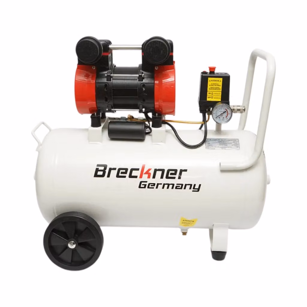 Compressore d'aria Breckner Germany da 50 l con motore a 2 cilindri da 1,5 kW/2,1 CV, pressione massima 8 bar e volume d'aria aspirata 155 l/min, colore bianco – 2