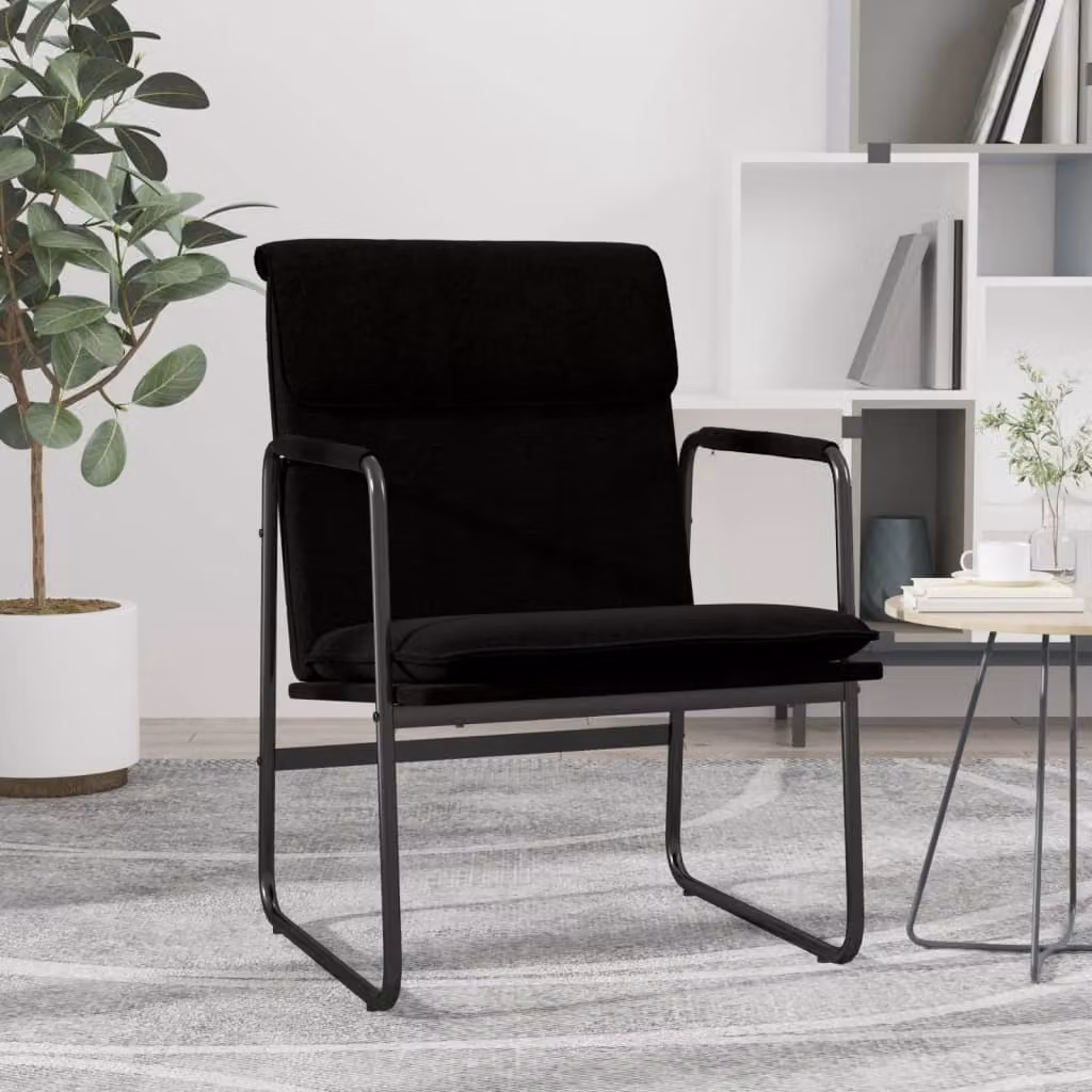 The Living Store Sedia lounge nera 55x64x80 cm in tessuto