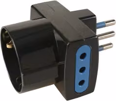 Adattatore multipresa Scame con 2 prese 2P+T 10A e 1 presa 10-16A, nero