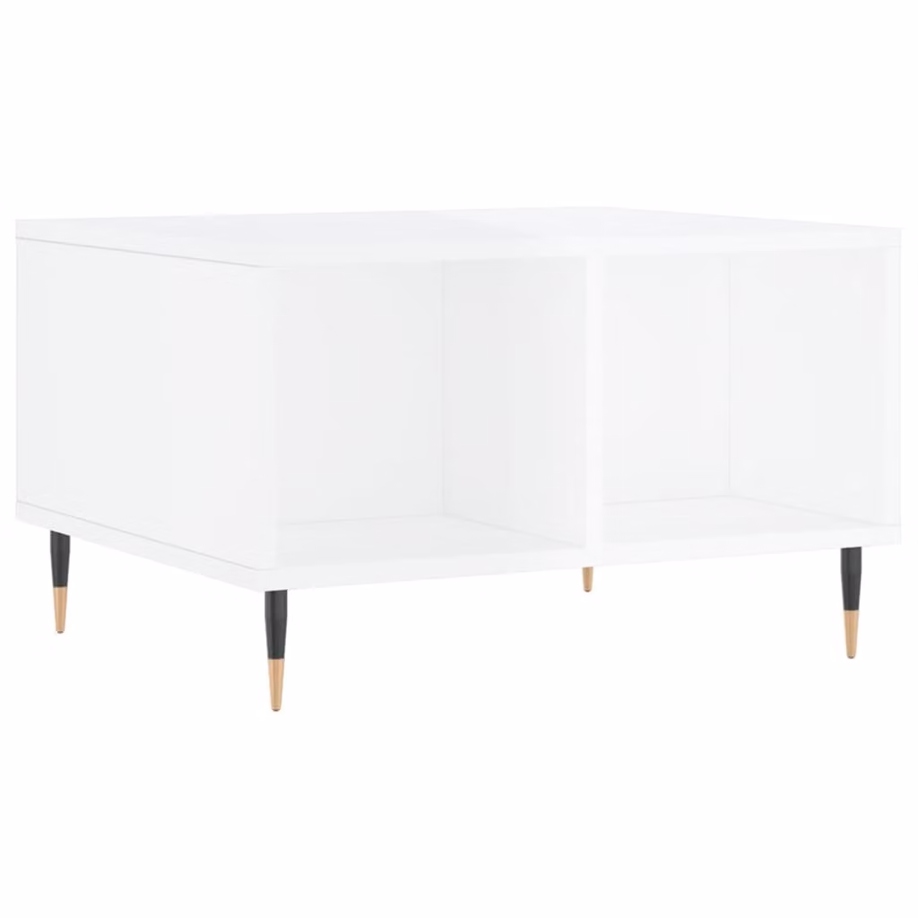 Tavolino Salotto Bianco Lucido 60x50x36,5 cm Legno Multistrato