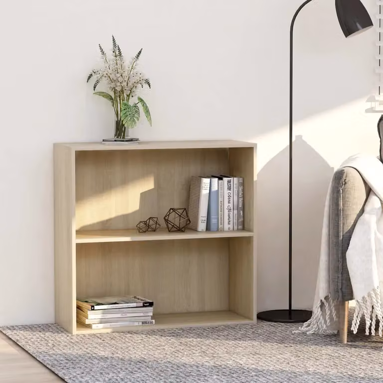 Libreria moderna vidaXL in legno MDF color beige e marrone, con pannello posteriore, L 80 cm x P 30 cm x H 76,5 cm