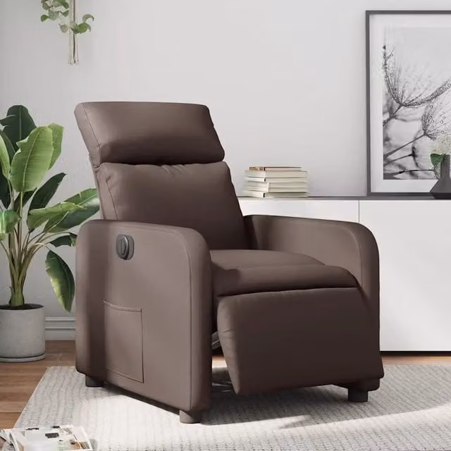 Poltrona Reclinabile Elettrica vidaXL in Similpelle Marrone con Braccioli e Funzione Relax per Soggiorno