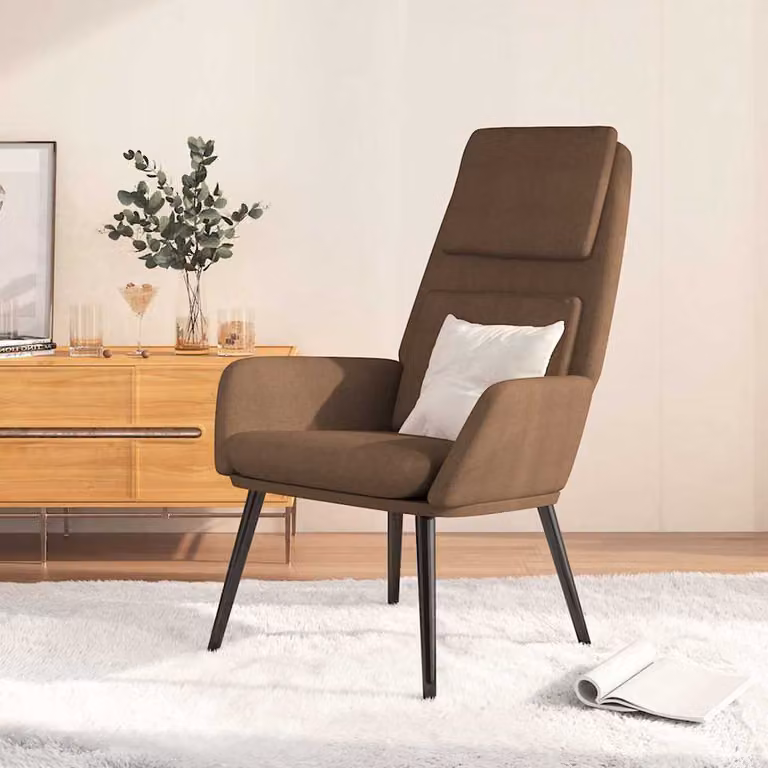 vidaXL Poltrona Relax Reclinabile Marrone in Tessuto con Braccioli e Struttura in Metallo