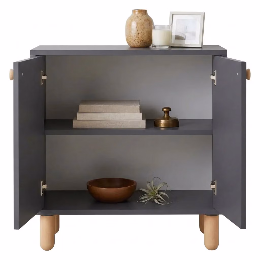 Madia DMORA con un ripiano, design moderno, colore nero antracite, L: 72 cm, P: 36 cm, H: 73 cm – 2