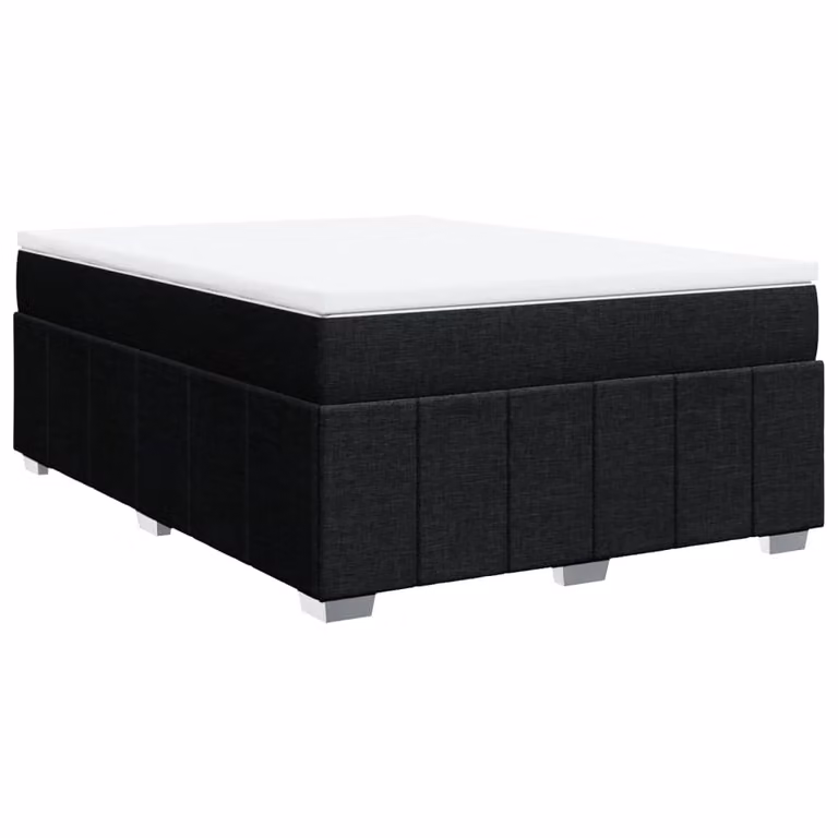 Giroletto a Molle con Materasso Nero 160x200 cm in Tessuto
