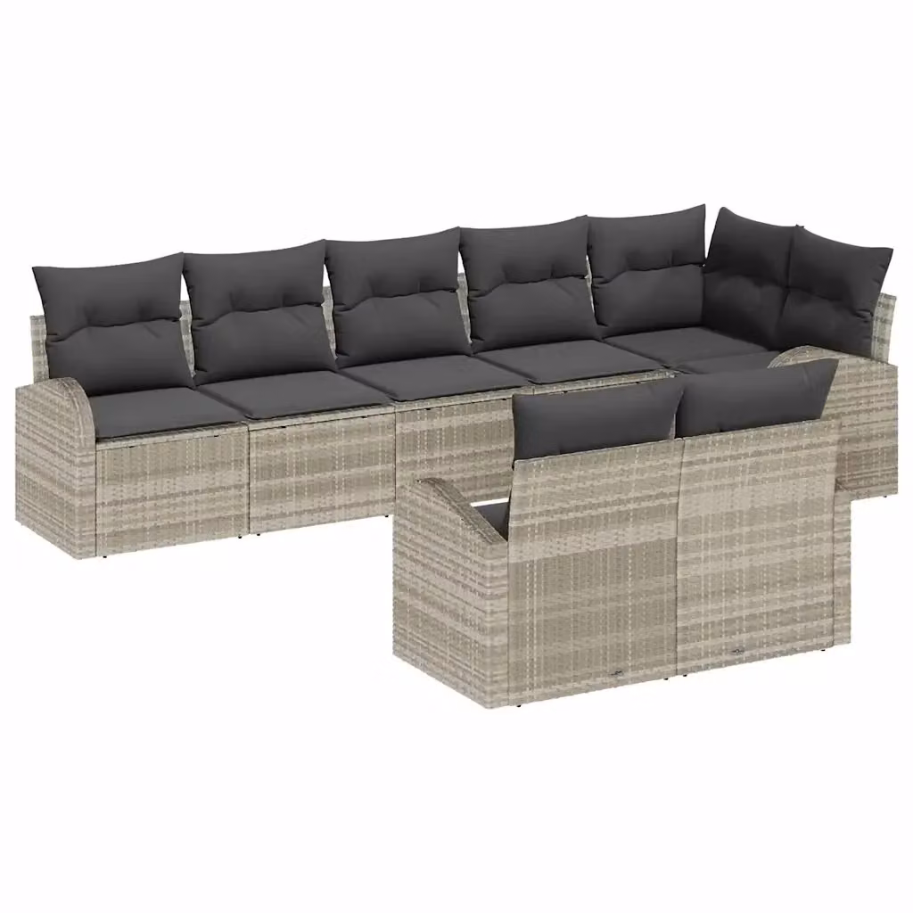 Set Divano da Giardino vidaXL 9 Pezzi a Forma di U Grigio con Cuscini e Tavolino da Caffè – 2