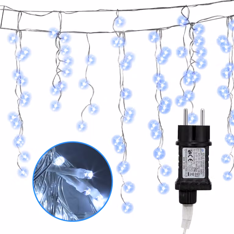 Izrielar 15M LED pioggia di ghiaccio luci fiabesche tenda luminosa interna 600 LED ghiacciolo luci di Natale 8 modalità decorazione natalizia festa giardino bianco freddo
