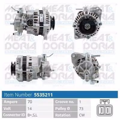 MEAT & DORIA 5535211 Alternatore 70 A 14 V per SUZUKI Grand Vitara I SUV (FT, HT) e Vitara SUV (ET, TA, TD)
