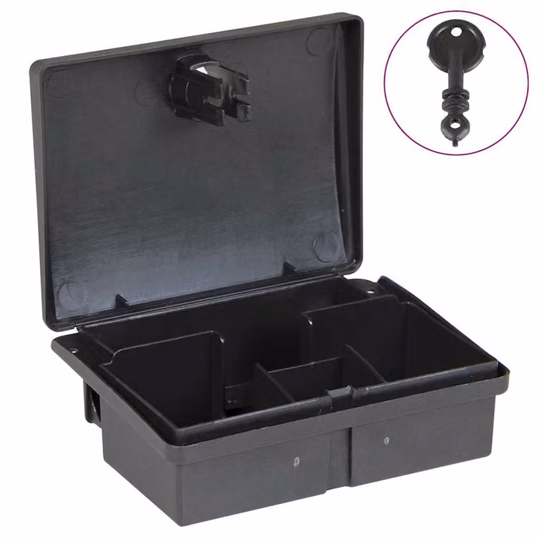 vidaXL Set di 10 trappole per topi nere, L/P/H: 13 x 10 x 4 cm