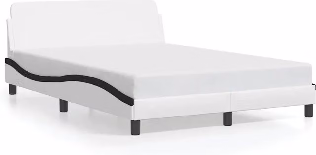 Giroletto matrimoniale Dover nero e bianco in similpelle con doghe in legno L/P/H: 200 x 120 x 74,5 cm – 1