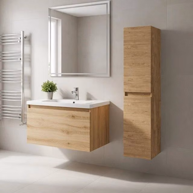 Colonna bagno sospesa mod. LOFT cm. 130 - Rovere Naturale