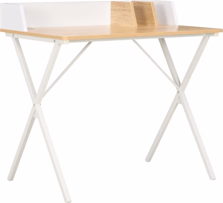 Maison Exclusive - Scrivania bianca e in legno naturale, 80x50x84 cm