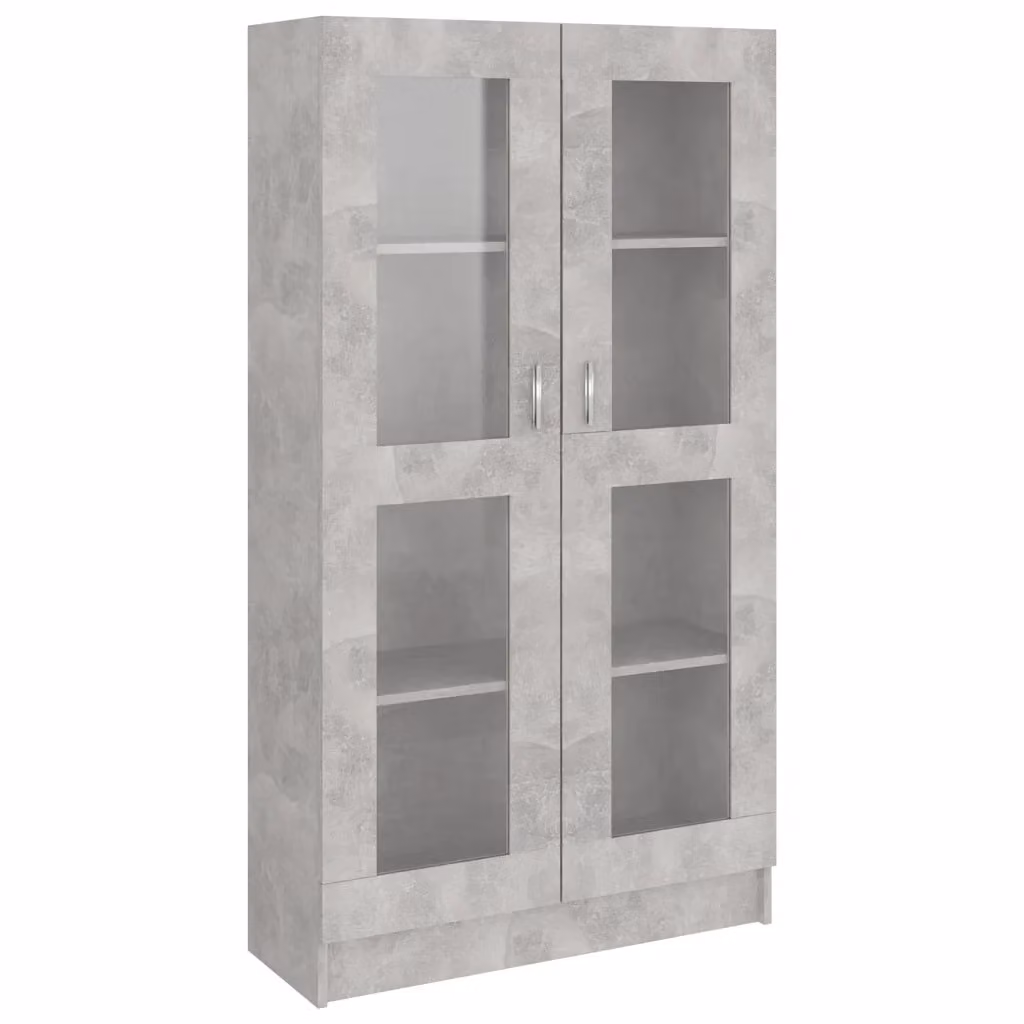 Armadietto Vetrina vidaXL Grigio con Ante in Vetro e Ripiani Interni, L/P/H: 82,5 x 30,5 x 150 cm – 2