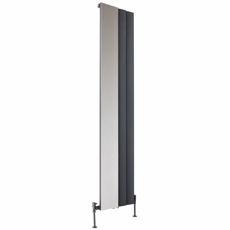 Radiatore di Design Verticale in Alluminio - Bianco con Specchio - 1800mm x 375mm - Aris