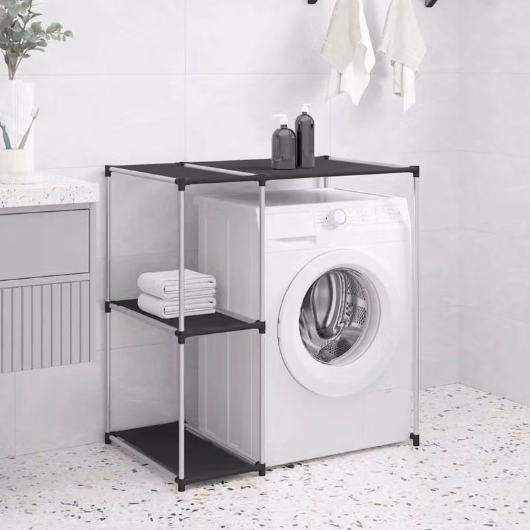 Rastrelliera per lavatrice vidaXL in ferro nero L: 87 cm, P: 55 cm, H: 90,5 cm