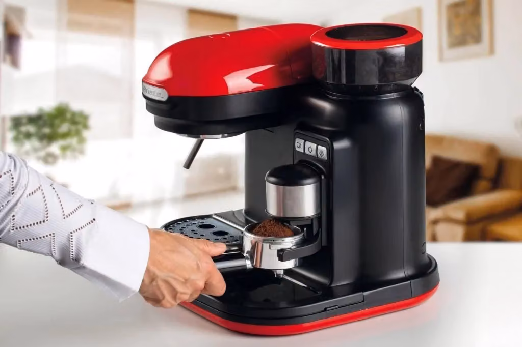 Macchina da caffè espresso Ariete con macinacaffè integrato, compatibile con grani e caffè macinato, 1080 W, 15 bar, serbatoio da 0,8 l, colore rosso e nero – 2