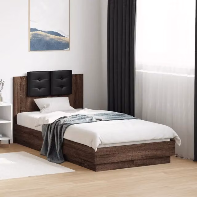 Giroletto con Testiera e LED Rovere Marrone 90x190 cm 3210065