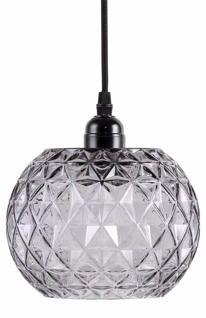Lampada a sospensione Mia in vetro fumé e texture diamantata
