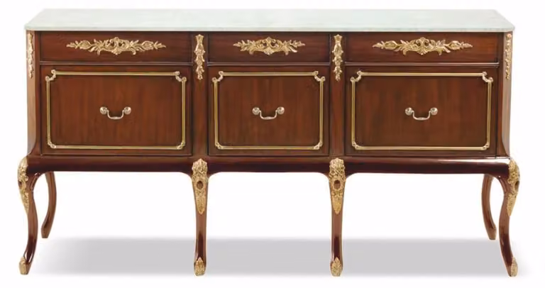 Casa Padrino cassettiera barocca con piano in marmo marrone / oro / crema 167 cm - Mobili barocchi