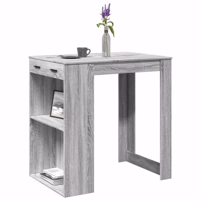 vidaXL Tavolo da Bar Rettangolare Grigio in Truciolato e MDF L: 102 cm, P: 70 cm, H: 103,5 cm